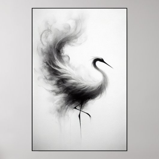 Whispers van een Smoky Crane Abstract Poster (Voorkant)