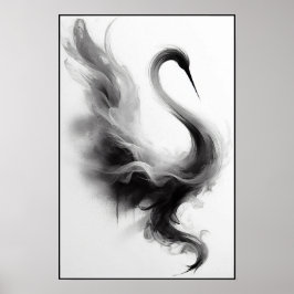 Whispers van een Smoky Crane Abstract Poster