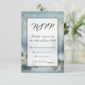 Whispers van een Winter Solstice bruiloft RSVP Kaartje (Staand voorkant)