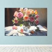 Whispers van Elegance: Een Floral Ode Canvas Afdruk (Insitu (Houten vloer))