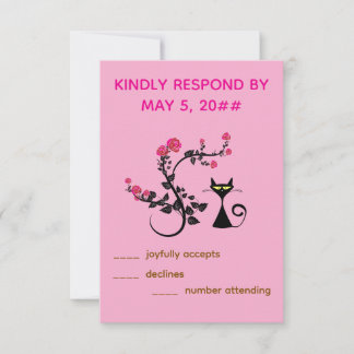 Whispers & Vows Loves, Paws, en Roses Huwelijk RSVP Kaartje