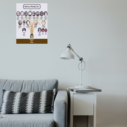 Whispey Leaf Family Tree Oval Photos | Step Parent Poster