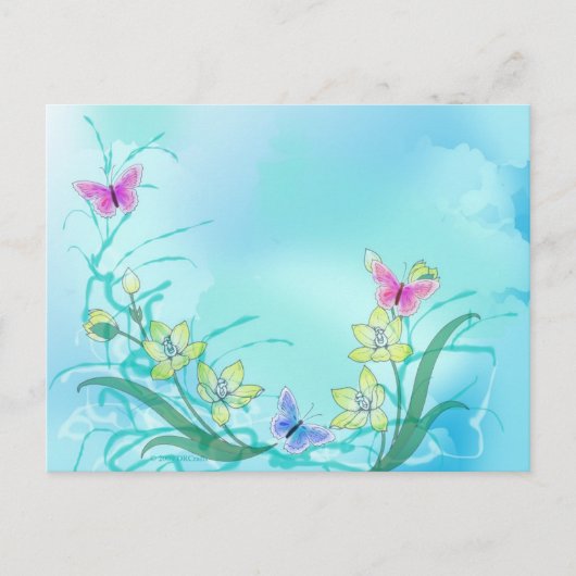 Whispy blauw met vlinders briefkaart (Voorkant)