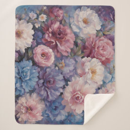 Whispy wildflower design sherpa deken