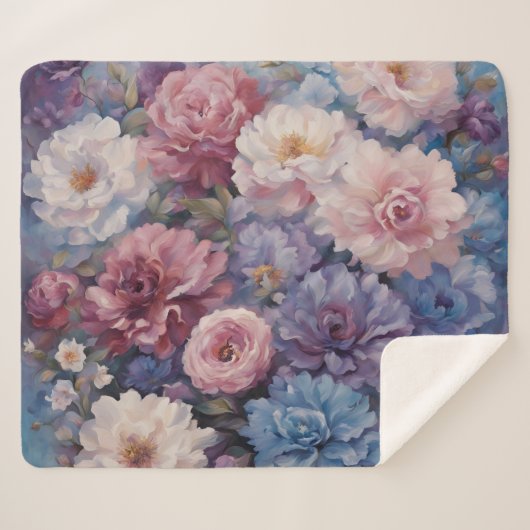 Whispy wildflower design sherpa deken (Voorkant (horizontaal))