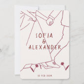 Whissical illustratie met QR-code RSVP bruiloft Kaart (Voorkant)