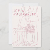 Whissical illustratie met QR-code RSVP bruiloft Kaart (Voorkant)