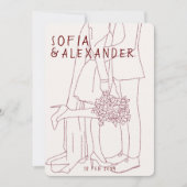 Whissical illustratie met QR-code RSVP bruiloft Kaart (Voorkant)