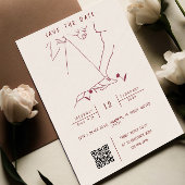 Whissical illustratie met QR-code RSVP bruiloft Kaart
