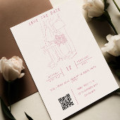 Whissical illustratie met QR-code RSVP bruiloft Kaart