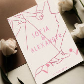 Whissical illustratie met QR-code RSVP bruiloft Kaart