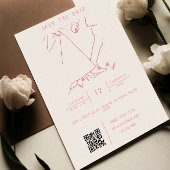 Whissical illustratie met QR-code RSVP bruiloft Kaart