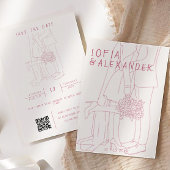 Whissical illustratie met QR-code RSVP bruiloft Kaart