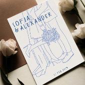 Whissical illustratie met QR-code RSVP bruiloft Kaart