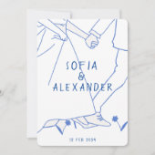 Whissical illustratie met QR-code RSVP bruiloft Kaart (Voorkant)