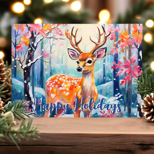 Whistig hert in het bos Mooie Kerst Feestdagen Kaart