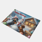 Whistige Kerstman Teckel Deurmat (Schuin)