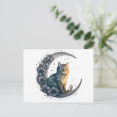 Whistige Maanverlichte Kattenkunst Briefkaart (Staand voorkant)