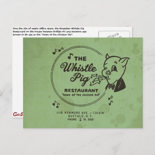 Whistle Pig Restaurant Briefkaart (Voorkant / Achterkant)