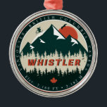Whistler BC Canada Mountain Ski Vintage Metalen Ornament<br><div class="desc">Whistler Brits-Columbia, Canada. Dit ontwerp maakt een geweldig kerst- of verjaardagscadeau voor fans van Canadese steden. Het ontwerp is een ideaal cadeau voor kamperen, en natuur liefhebbers. - "Wijzig het ontwerp volgens uw eigen voorkeuren. U kunt de ontwerplocatie, oriëntatie, achtergrondkleuren en grootte wijzigen. Ook kunt u uw eigen tekst, of...</div>