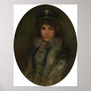 Whistler - Blauw en koraal De kleine blauwe bonnet Poster