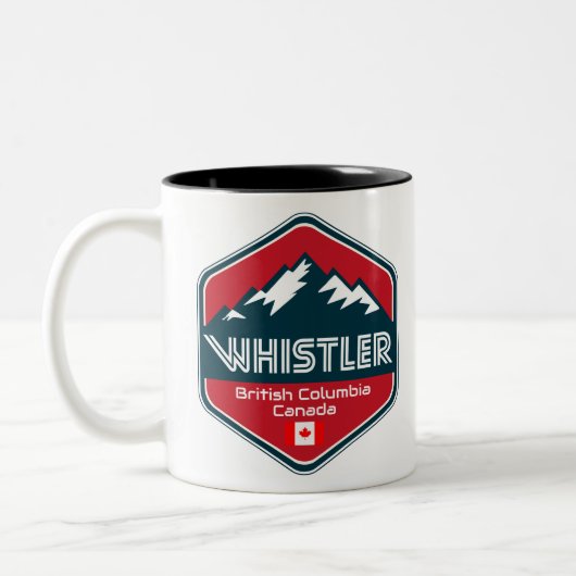 Whistler British Columbia Canada Design Tweekleurige Koffiemok (Links)