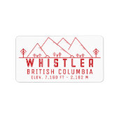 Whistler British Columbia Canada Minimalist Etiket (Voorkant)