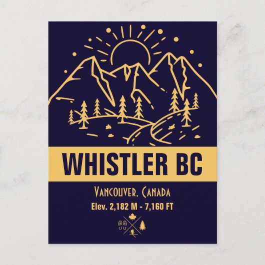 Whistler British Columbia Canada Minimalist Ski Briefkaart (Voorkant)