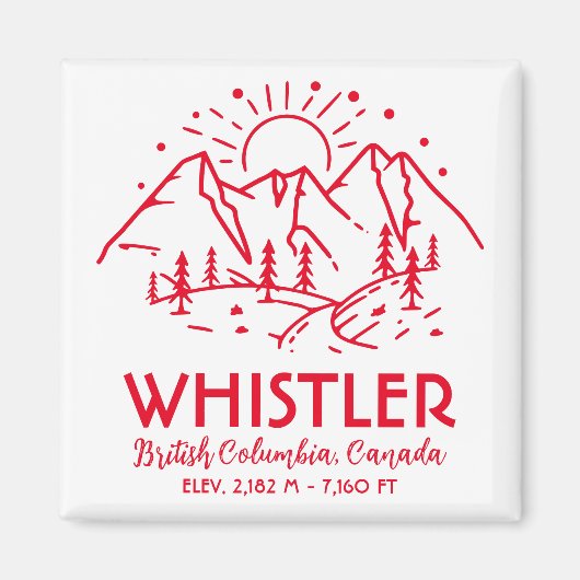 Whistler British Columbia Canada Minimalist Ski Magneet (Voorkant)