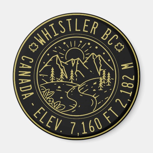 Whistler British Columbia Canada Minimalist Ski Magneet (Voorkant)