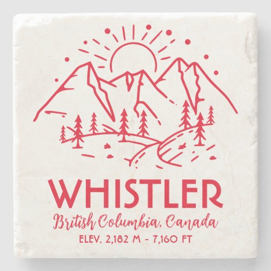 Whistler British Columbia Canada Minimalist Ski Stenen Onderzetter (Voorkant)