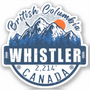 Whistler British Columbia Canada Minimalist Ski Sticker