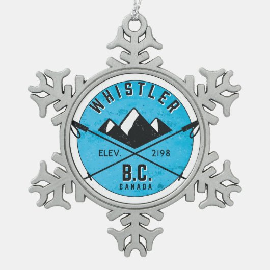 Whistler British Columbia Canada Skiing Ski Tin Sneeuwvlok Ornament (Voorkant)