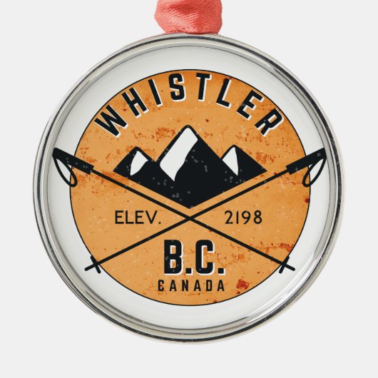 Whistler British Columbia Canada Skiing Snowboard Metalen Ornament (Voorkant)
