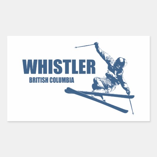 Whistler British Columbia Skier Rechthoekige Sticker (Voorkant)