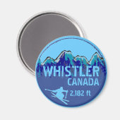 Whistler Canada blauwe ski art magneet (Voorkant / Achterkant)