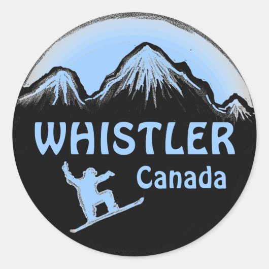 Whistler Canada blauwe snowboarder stickers (Voorkant)