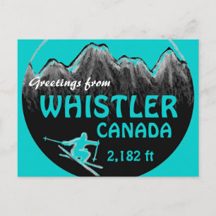 Whistler Canada blauwgroen groeten ski kunst brief Briefkaart