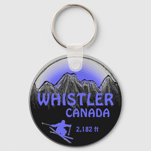 Whistler Canada Blue paarse ski art sleutelhanger (Voorkant)