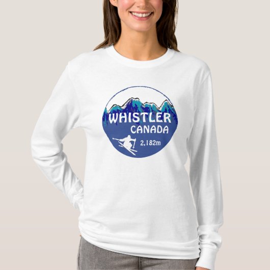 Whistler Canada blue ski art dames hoodie T-shirt (Voorkant)