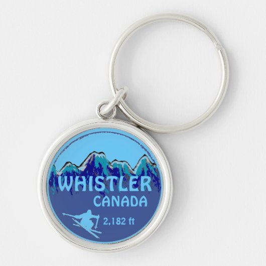 Whistler Canada blue ski art sleutelhanger (Voorkant)