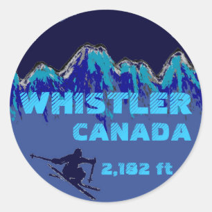 Whistler Canada blue ski stickers