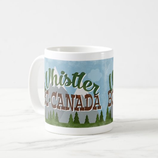 Whistler Canada Fun Retro Snowy Mountains Koffiemok (Voorkant links)