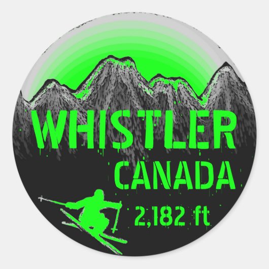 Whistler Canada groene ski art stickers (Voorkant)