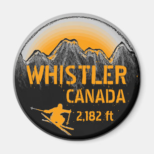 Whistler Canada oranje skicart magnet