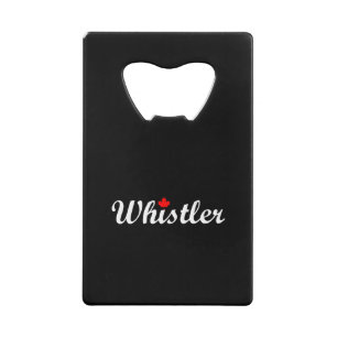 Whistler Canada Script Tekst Maple Leaf Dark Creditkaart Flessenopener