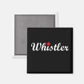 Whistler Canada Script Tekst Maple Leaf Dark Magneet (Voorkant / Achterkant)