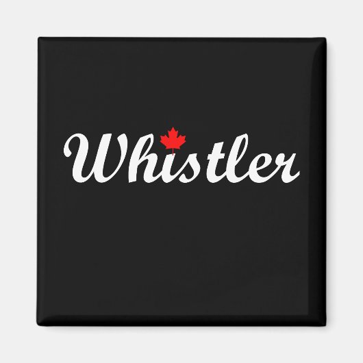 Whistler Canada Script Tekst Maple Leaf Dark Magneet (Voorkant)