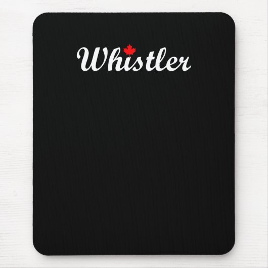 Whistler Canada Script Tekst Maple Leaf Dark Muismat (Voorkant)