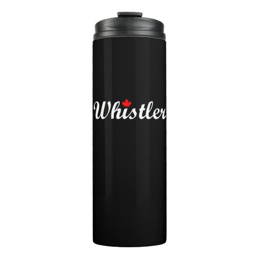 Whistler Canada Script Tekst Maple Leaf Dark Thermosbeker (Voorkant)